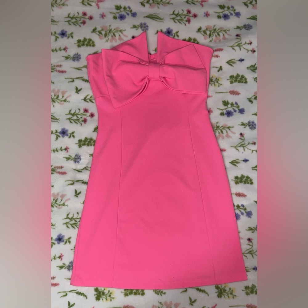 Glam Pink Mini Dress with Bow